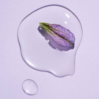 Liquid bakuchiol with a purple flower leaf
