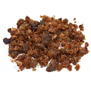 Commiphora mukul guggul resins on a white background