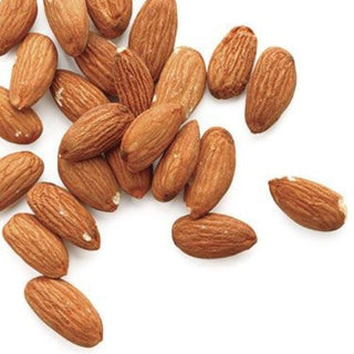 Almonds on a white background